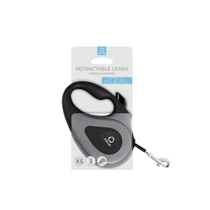 Поводок-рулетка CoLLaR для собак, размер XS, 12 кг, 3 м, светоотражающая лента, черная